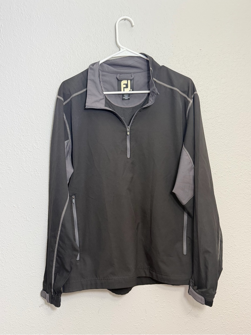 FootJoy Black and Gray Golf Quarter-Zip Performance Pullover